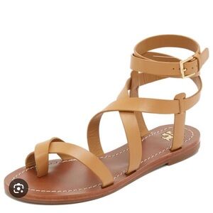 Tory Burch Brown Gladiator Sandals with Gold Buckle